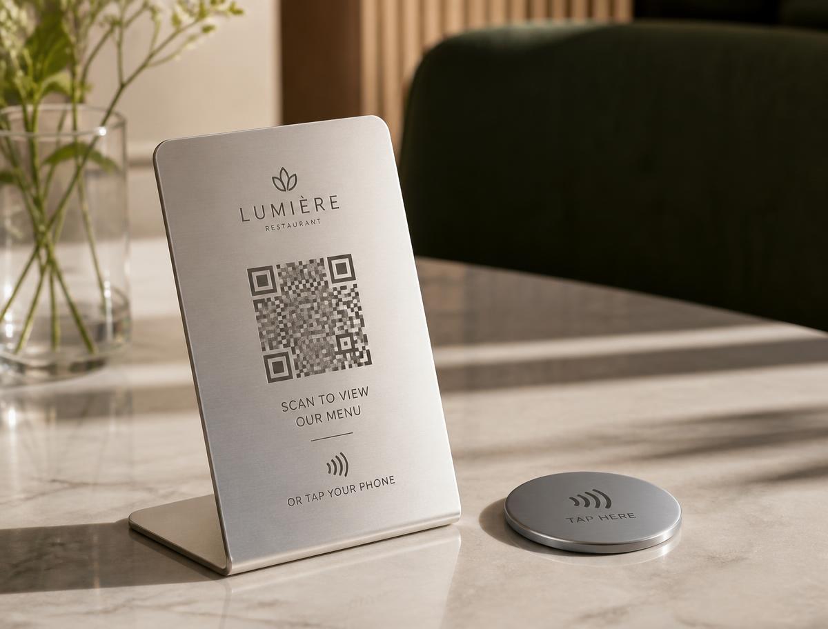 QR- und NFC-Aufsteller